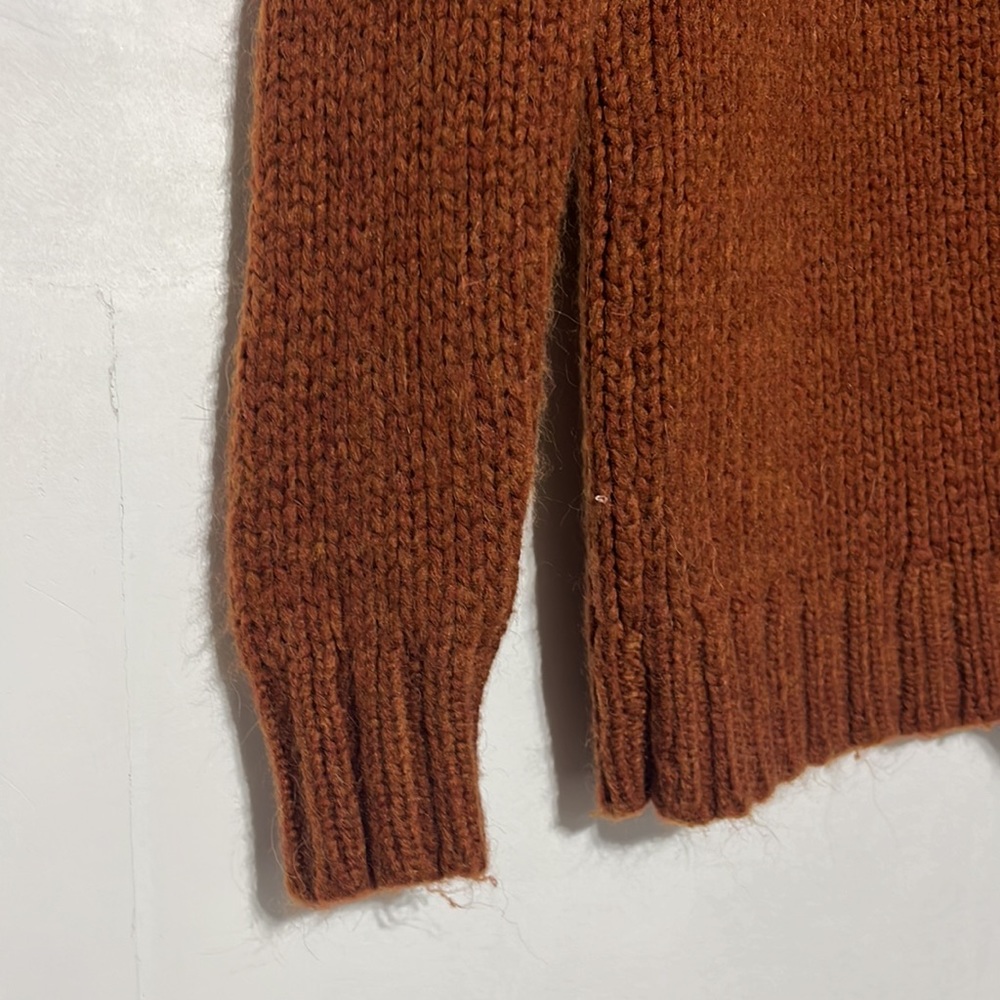 Aerie Rust Orange Knit Chunky Tie Open Back Wool Alpaca Mix Sweater Size XS - Picture 5 of 10